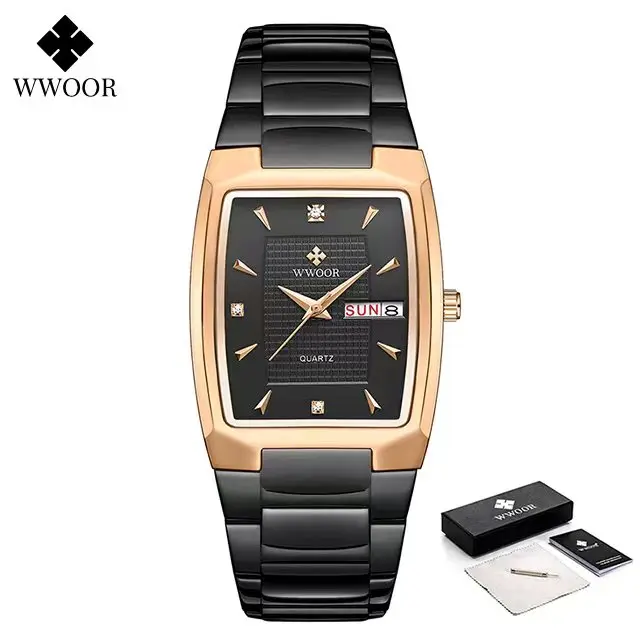 Men's Wristwatch 2022 WWOOR Brand Luxury Quartz Watch Waterproof Business Male Date Clock Casual Fashion Black Relogio Masculino 