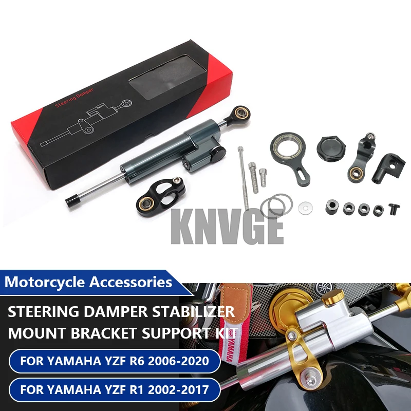 

For YAMAHA YZF R1 02-17 YZF R6 06-20 Motorcycle Steering Damper Stabilizer Directional Dampers Mount Bracket Support Kit