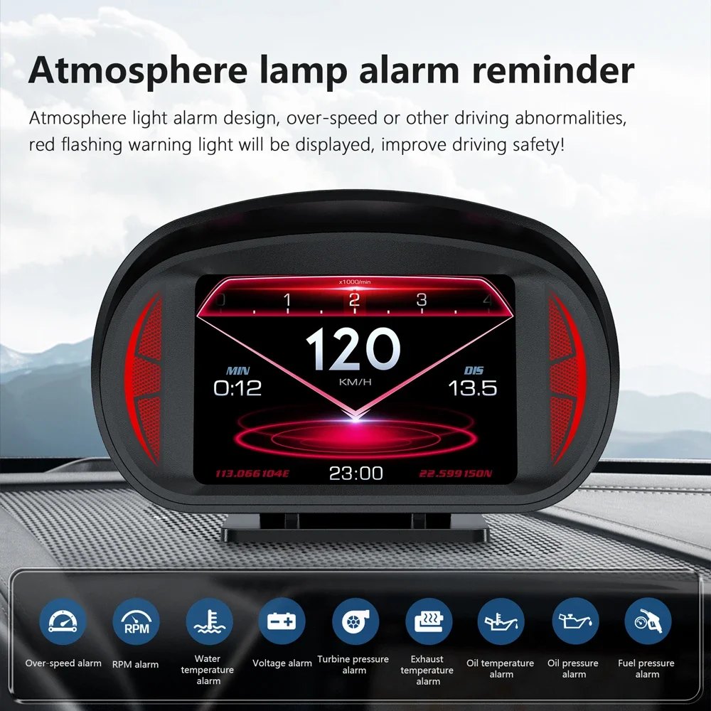 Car HUD Head-Up Display Speedometer Dual System OBD2 GPS Digital Display  with Overspeed Voltage Alert Driver Fatigue Alert - AliExpress