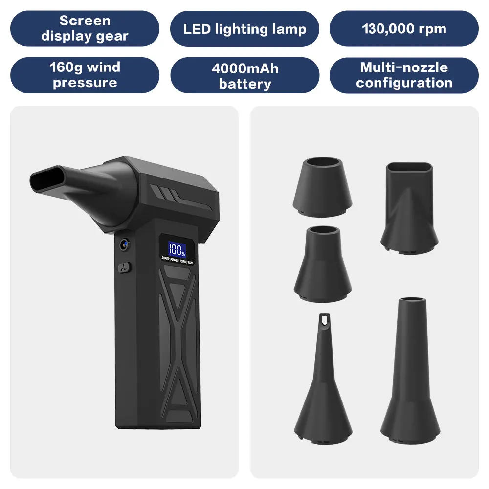 JBS 130000RPM Brushless Air Blower: Turbo Jet Blower/Vacuum for PC/Keyboard/Car/Home Cleaning