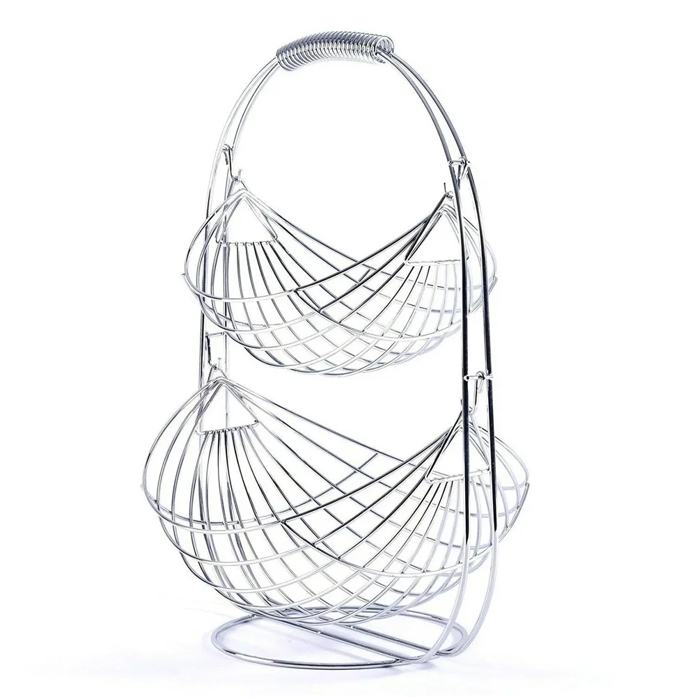 

2-ярусная корзина для фруктов, фотоподставка из нержавеющей стали, фотоподставка для хранения, поднос для вечевечерние, Домашний Органайзер, Декор