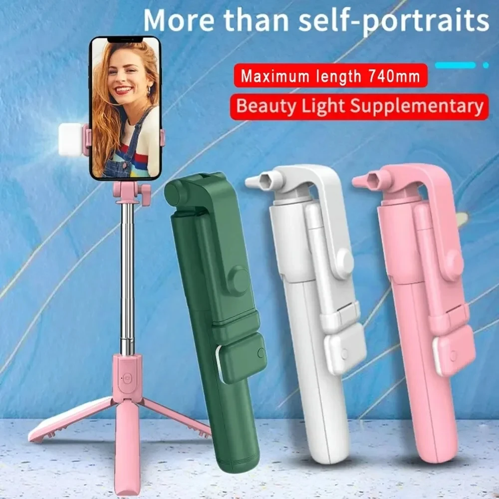 Cell Phone Selfie Stick Tripod Bluetooth Remote Wireless Selfi Stick Phone Holder Stand with Beauty Fill Light for Phone 1