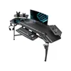 Gaming Desk with Led Lights,72" Large Wing-Shaped Studio Desk W Keyboard Tray, Computer Desk Table W Monitor Stand 1