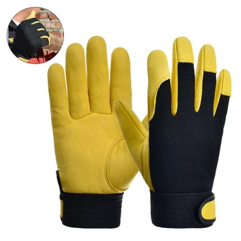 Cowhide Leather Work Gloves Safety Protection Labour Garden Motorcycle Sports Driver Workers Work Welding Wear-resistant Gloves
