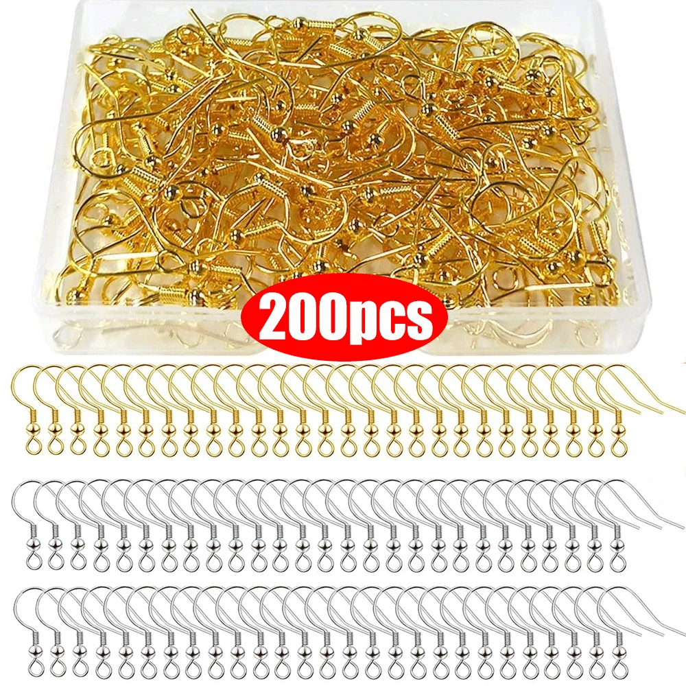 200pcs DIY Earring Findings Earrings Clasps Hooks Stainless Steel