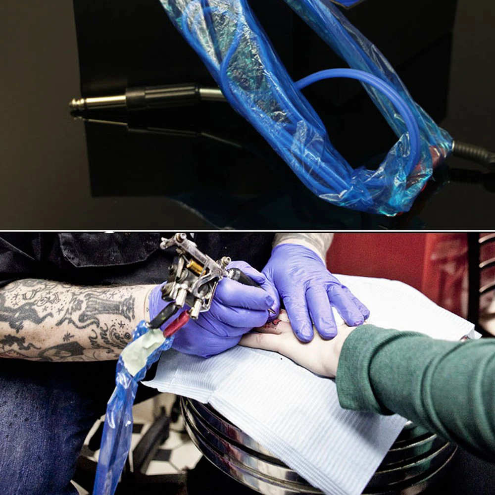 100Pcs Disposable Black/Pink/Blue Tattoo Clip Cord Sleeves Covers Bags Plastic Tattoo Machine Protection Bags Tattoo Accessories 5