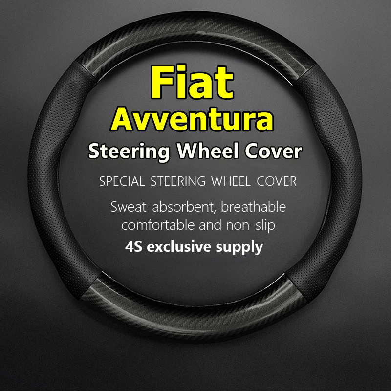 

For Fiat Avventura Steering Wheel Cover Leather Carbon Fiber
