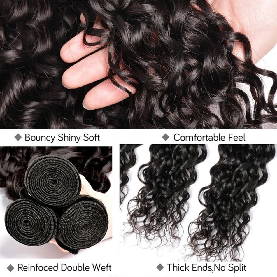 12A Water Wave Bundles 28 30 32 Brazilian Remy Human Hair Extensions Wet And Wavy Curly Raw