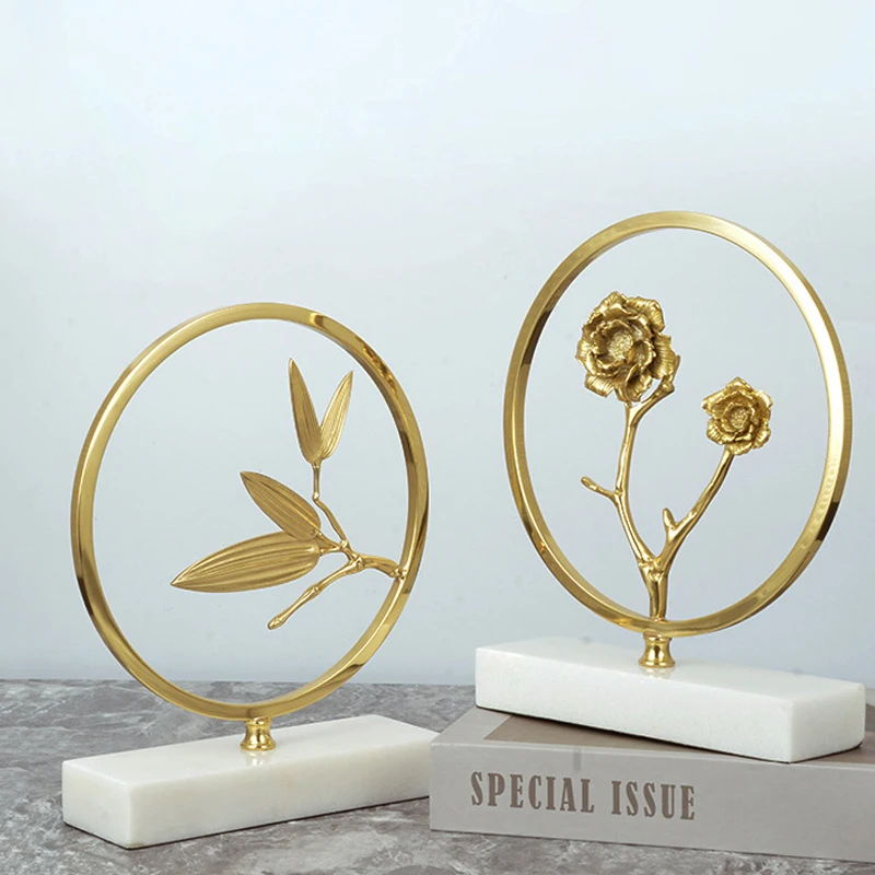 

Round Gold Electroplating Flower Design Creative Office Porch Ornament Accessories
