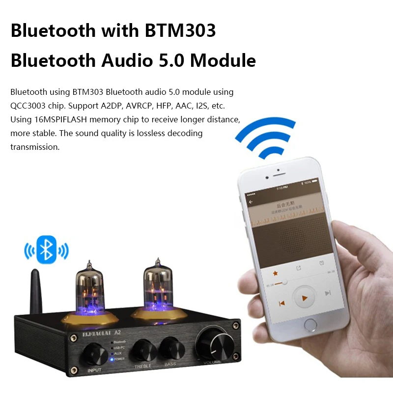 オーディオファンチューブプリアンプ,Bluetooth 5.0,ess9023,pcm2704 