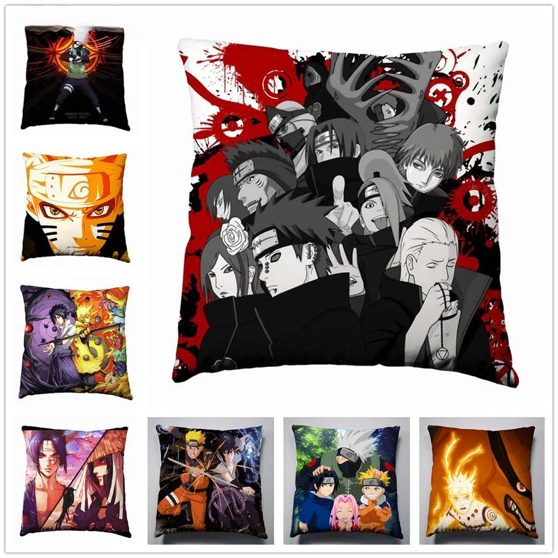 Cushion Cover Classic Cartoon Naruto Image Square Polyester Soft Cushion Cover 45x45cm Home Bedroom Office Hotel Car Decoration