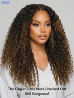 Perruque sans colle Nadula Bye Bye Knots en cheveux humains bouclés birmans avec pointes à boucles au doigt, brun châtain, dentelle pré-coupée 7x5 avec cordon de serrage 2
