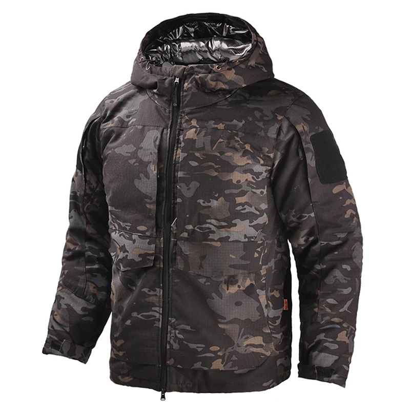 HAN WILD Outdoor Hiking Jacket Men Winter Heat Reflective Jacket Hooded Windproof Combat Jackets Tactical Coats Waterproof