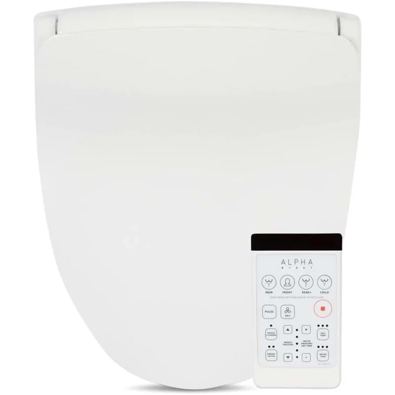 

ALPHA BIDET iX Hybrid Bidet Toilet Seat in Elongated White | Endless Warm Water | Stainless Steel Nozzle | 4 Wash Functions | LE