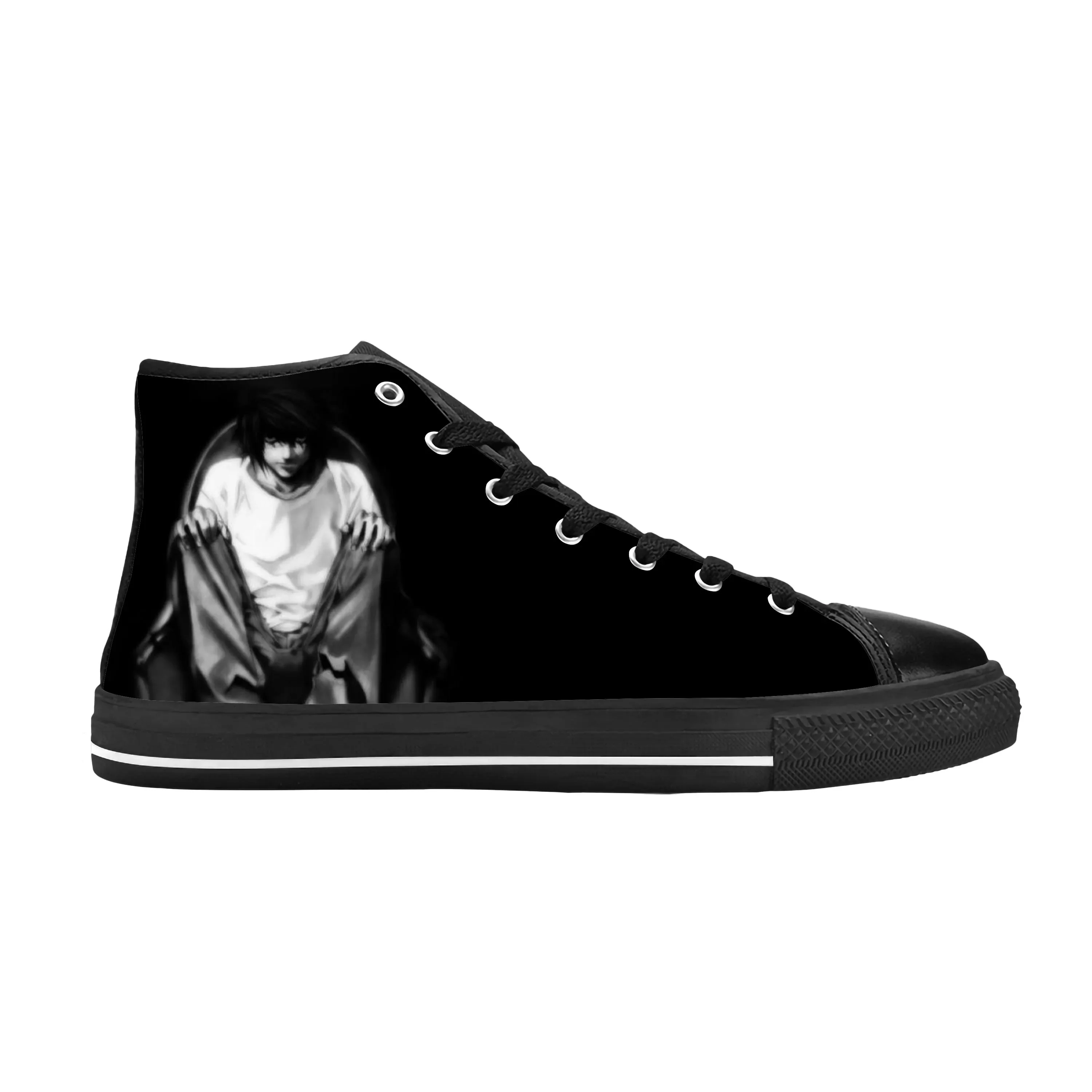 Japanese Anime Cartoon Manga Death Note L Lawliet Casual Cloth Shoes High Top Comfortable Breathable 3D Print Men Women Sneakers