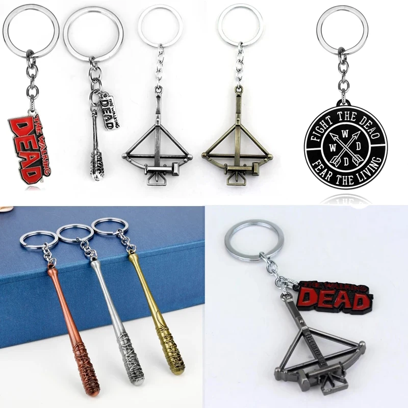 The Walking Dead Keychain Negan Lucille Mini Baseball Bat Ball Keyring Crossbow Bow Arrow Zombie Key Chain Metal Key Ring Holder