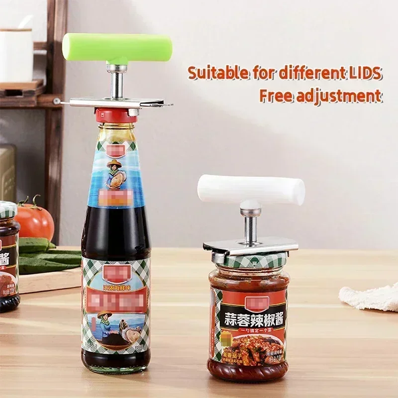 Multi-function Bottle Cap Opener Stainless Steel Adjustable Lids Off Jar Opener Labor-saving Screw Can for Kitchen Gadget can opener bottle opener kitchen tools multifunctional tool