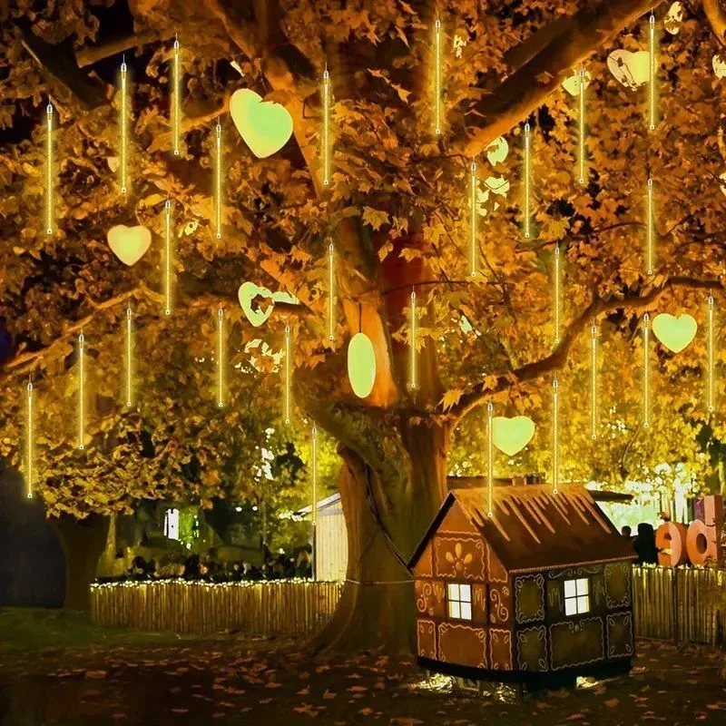 Christmas Decor 32/24/16/8Tube LED Meteor Shower Fairy String Garland Curtain Lights Outdoor Wedding Street Garden Decor Navidad