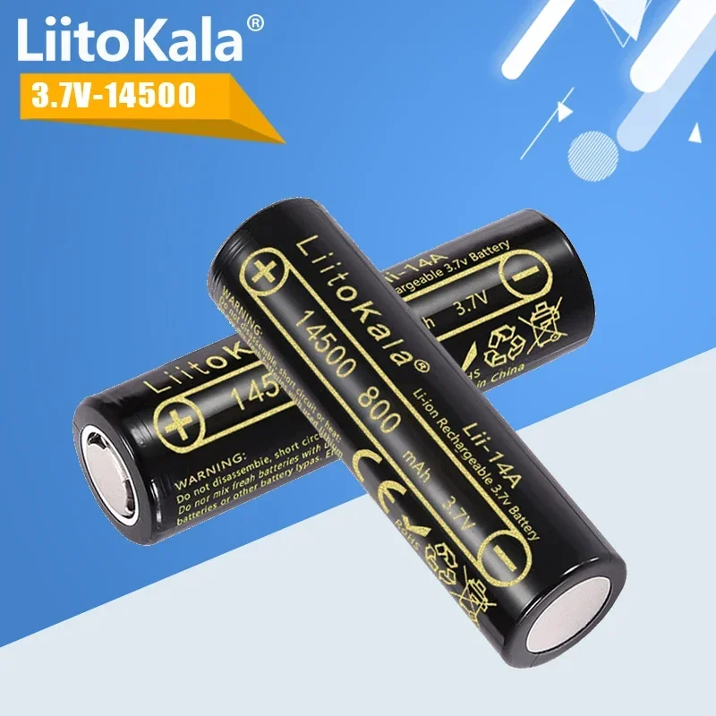 1-100pcsLiitoKala14500Li-ionBattery3.7V800mAhRechargeableBattery1000TimesforLEDFlashlightToysCalculator