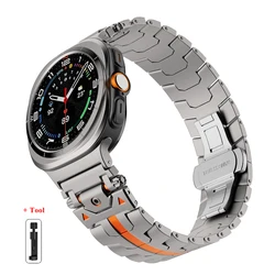 Luxury Stainless Steel Band for Smartwatch - Elegant No Gaps Metal Bracelet Strap (Titanium Orange)