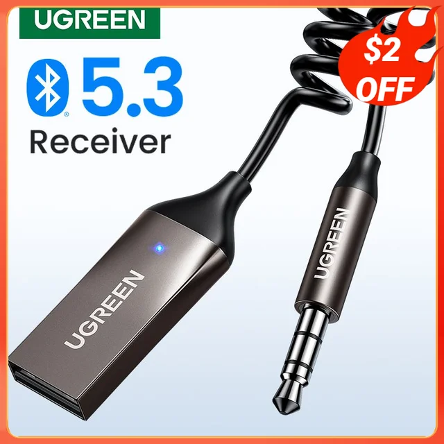 UGREEN Bluetooth Aux Adapter Wireless Car Bluetooth Receiver USB to 3.5mm Jack Audio Music Mic Handsfree Adapter for Car Speaker 1