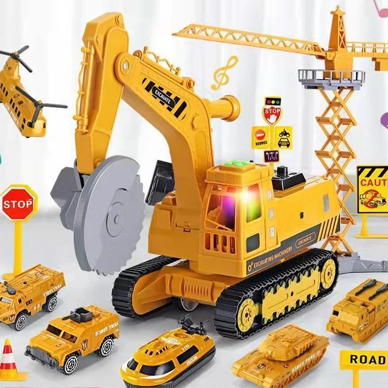 

New Excavator Boy Toy Crane Shovel Excavator Large Alloy Engineering Vehicle Set Track Storage Christmas Children Day Gifts