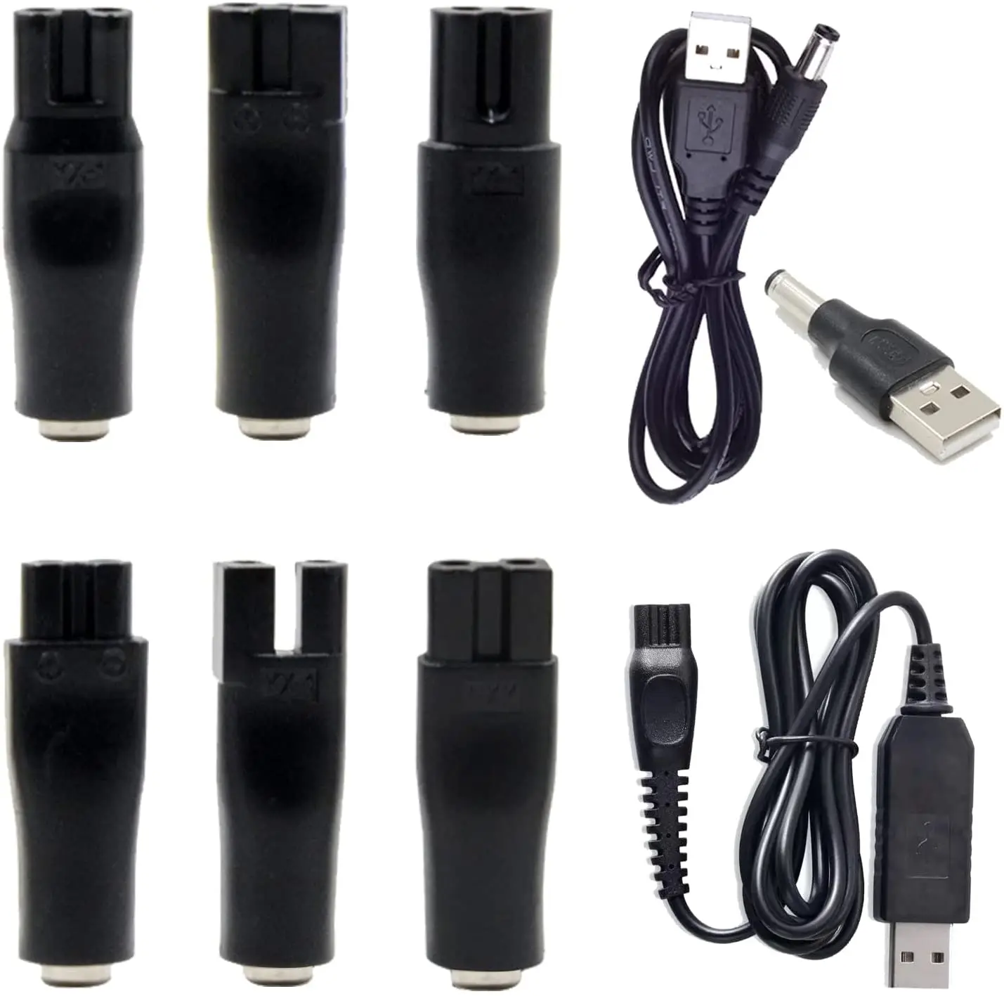 Charging Cable,USB Charging Cable,Shaver Charger,AC Power Cable 9 PCS Replacement Power Cord 5V Charger USB Adapter Suitable for All Kinds of Electric Hair Clippers, Beard trimmers, Shavers