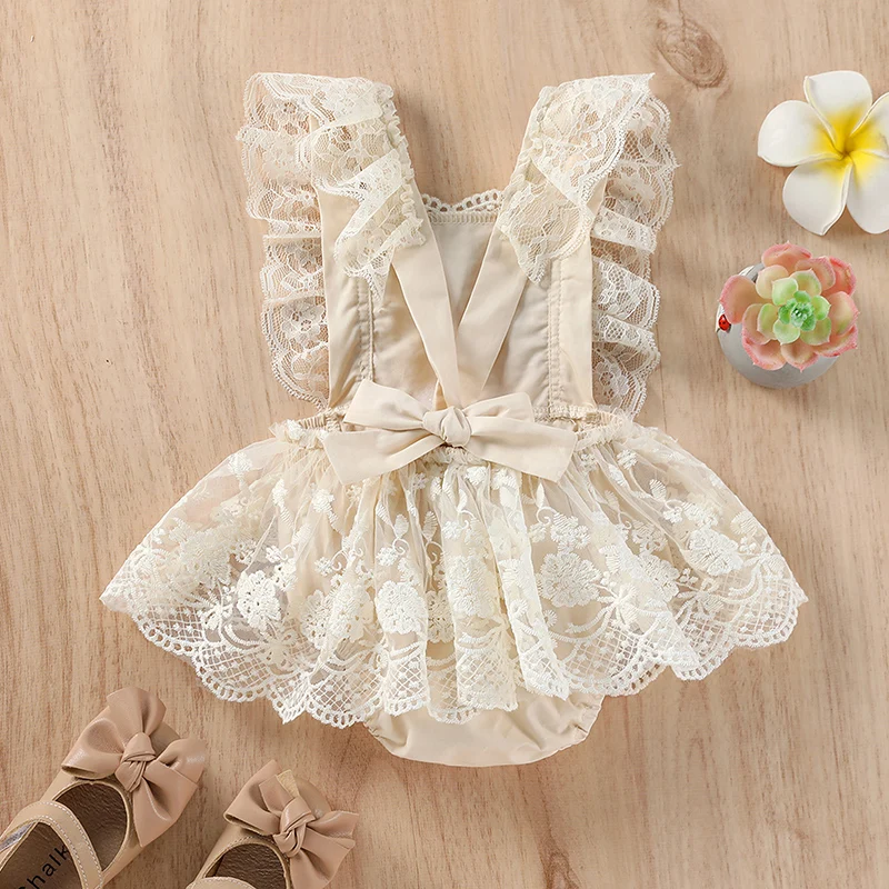 Baby Girls Lace Bodysuit Jumpsuit