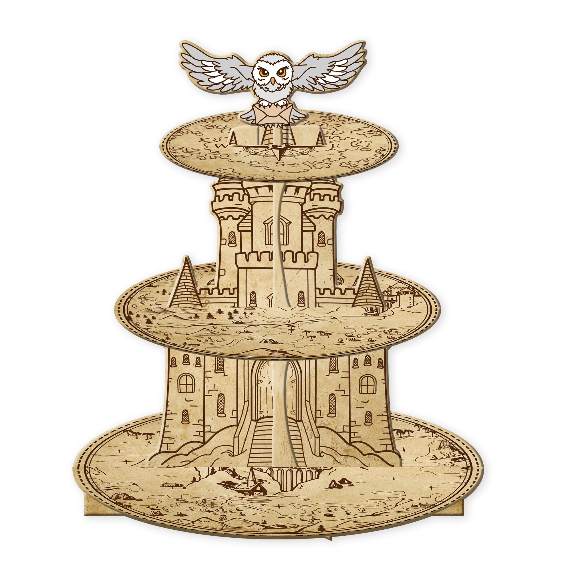 3-Tier Magical Wizard Cupcake Stand Wizard Birthday Party Cake Stand Halloween School Party Birthday Supplies