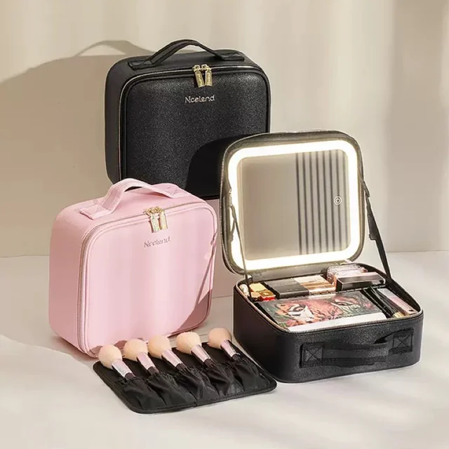 LED Mirror Travel Cosmetic Bag Portable Makeup Pouch with Lighted Mirror for On-the-Go Beauty Essentials Medium 1