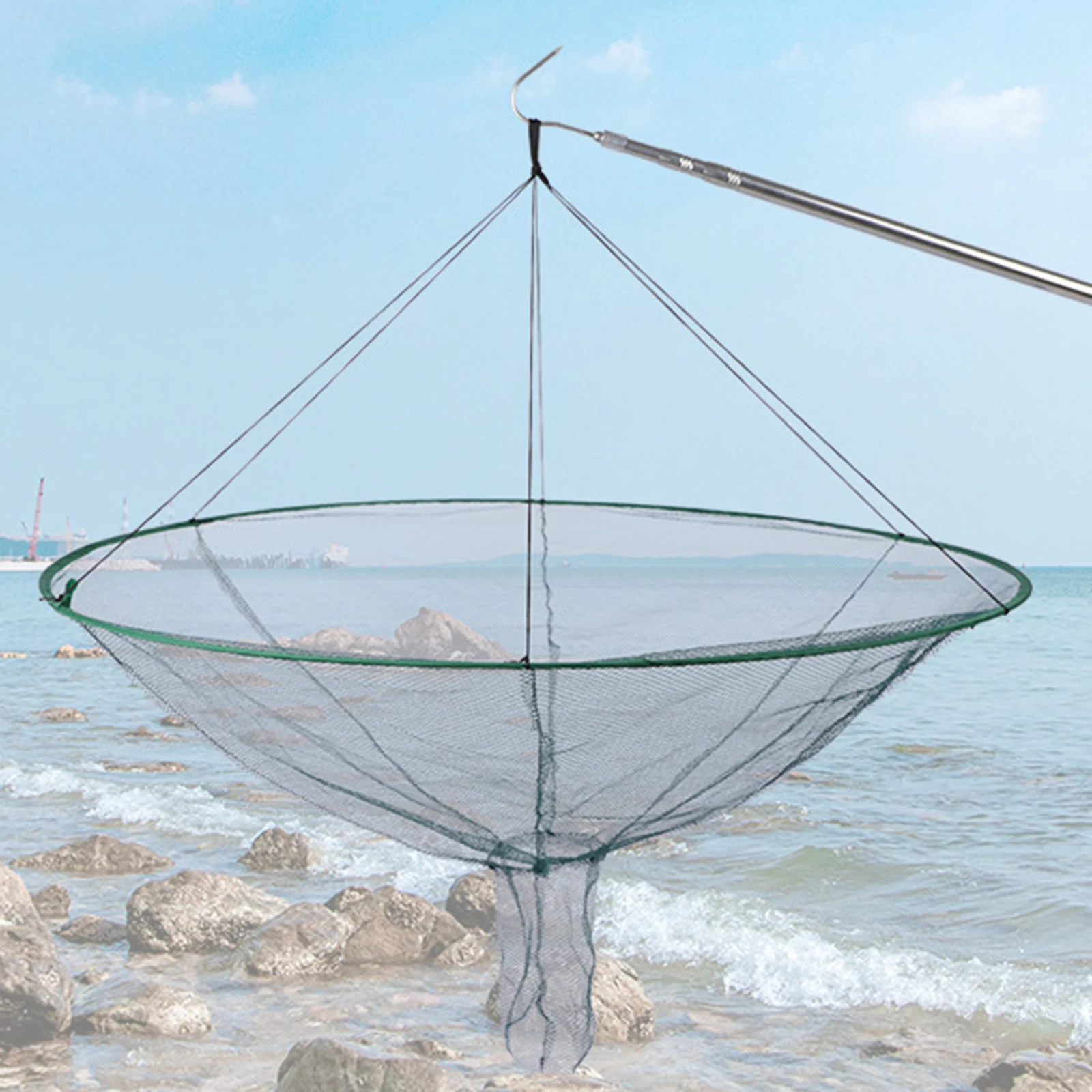 1pc Fishing Net Case Portable Foldable Perfect Lobster for Fishing Travel  Port Fishing Boat Nylon Mesh Landing Net Crab Shrimp