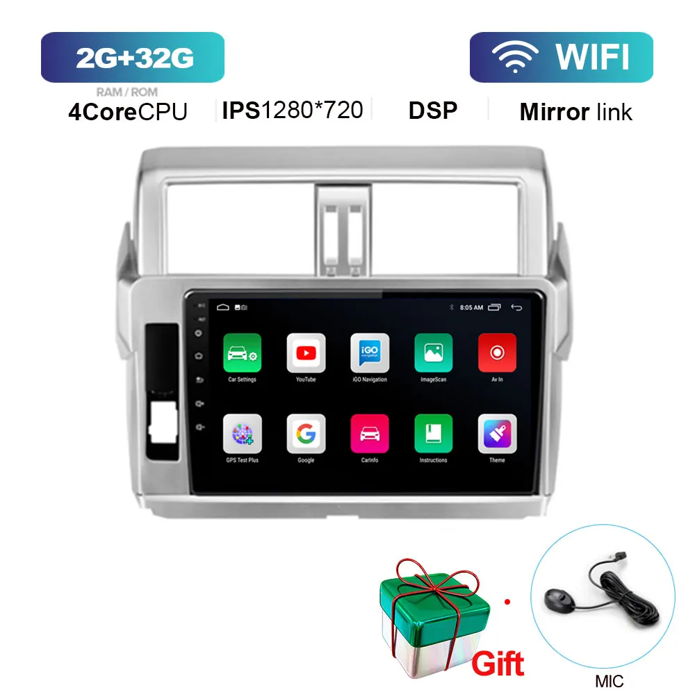 thumbnail image 1 of Radio con GPS para coche, reproductor Multimedia con Android 13, 2 din, para Toyota Land Cruiser Prado 150, 2013, 2014, 2015, 2016, 2017, 1 of 5