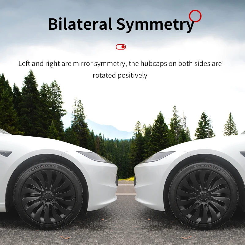 Wheel Cover Design Wheel Hub Covers Wheel Hub Caps For Tesla Model 3 Highland-18 Inch Right＆Left Hubcaps Storm Style Replacement Accessories 4PCS