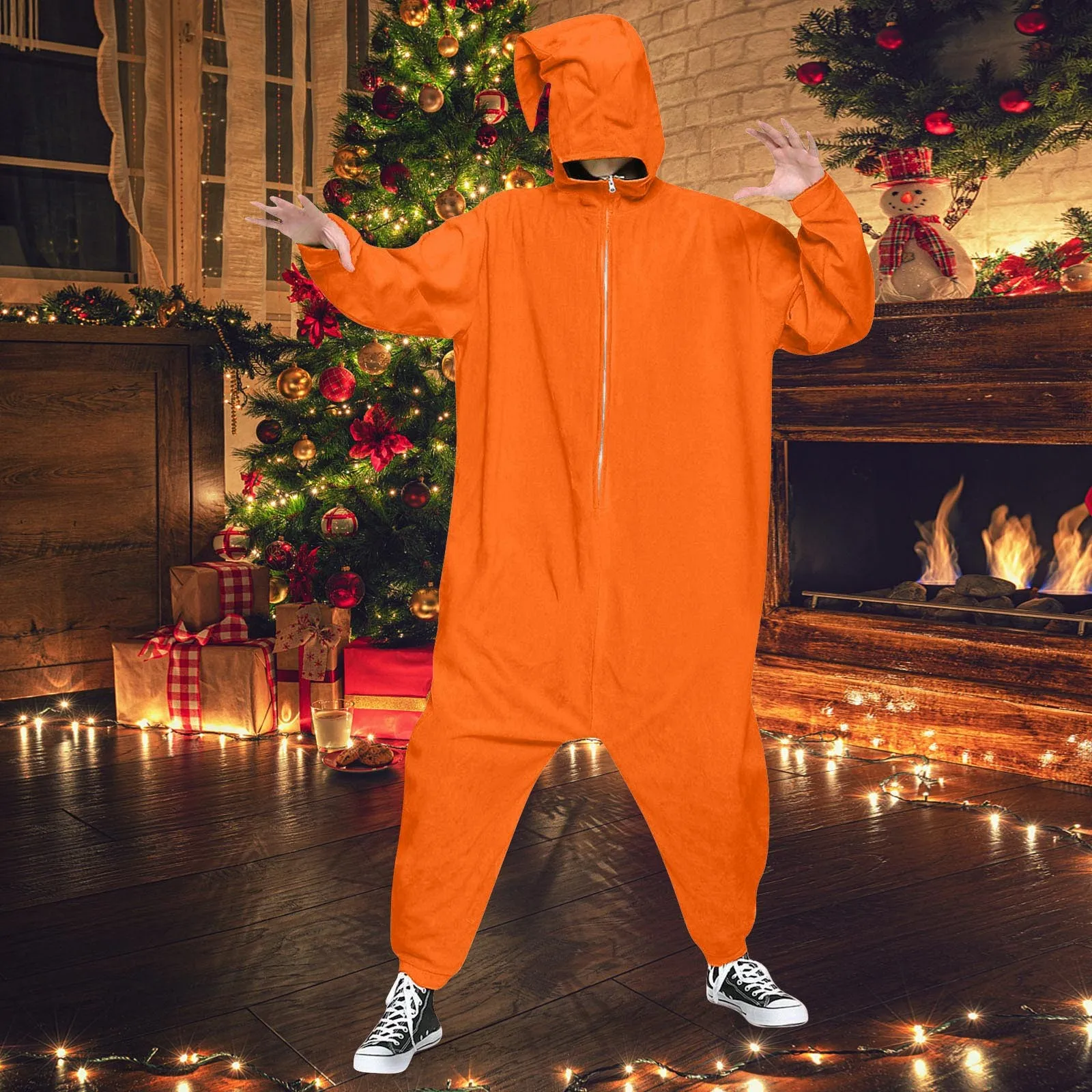 

Mens Christmas Pyjamas Jumpsuit Solid Color Hooded Zipper Home Pajamas Party Jumpsuit Set Hood Pyjamas Nightwear Onesies