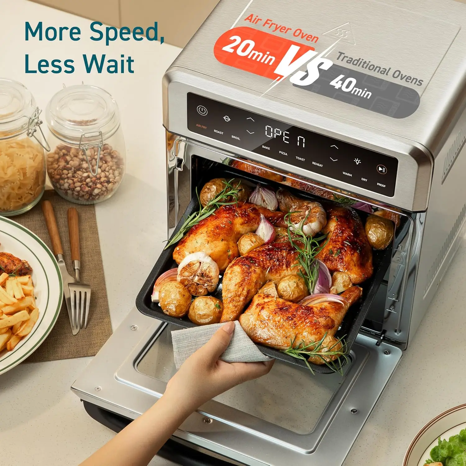 11-in-1 Air Fryer Oven , 13Qt Small Footprint Airfryer combo with Rotisserie, Toast, Bake, Roast, Reheat Functions and mo 5
