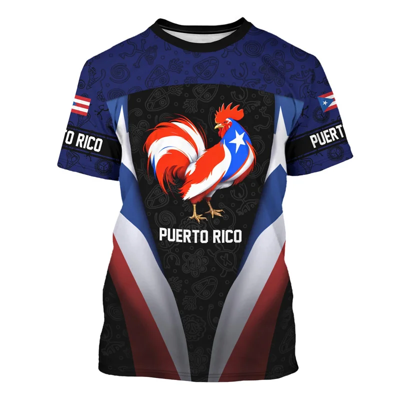 Puerto Rico Flag Pattern T-Shirt Men Frog National Emblem 5