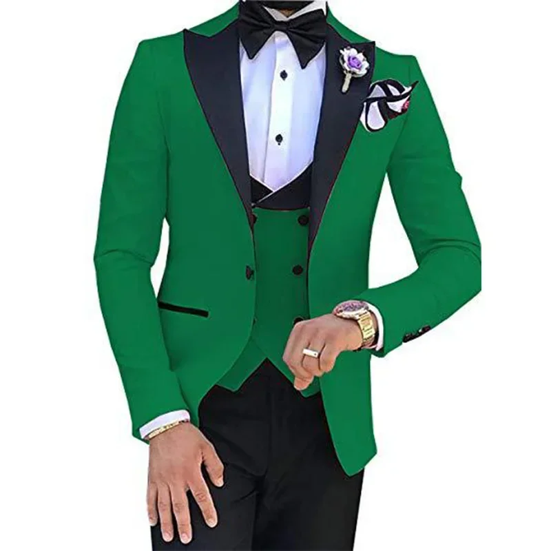 Fashion Business Casual Men Suits 3 piece Groom and Groomsman Wedding Banquet Suit (suit+vest+trousers)