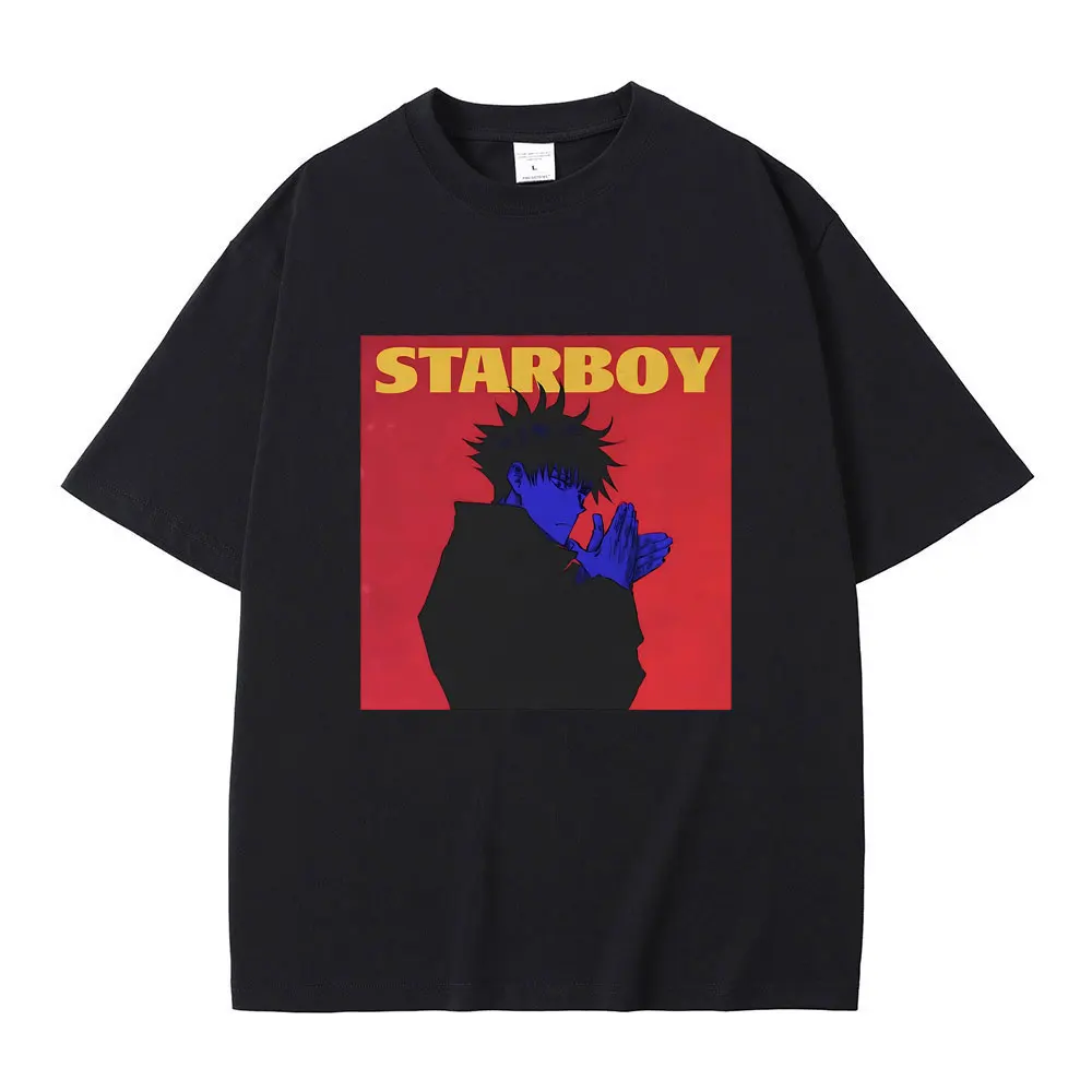

Japanese Anime Jujutsu Kaisen Fushiguro Megumi The Weeknd Starboy Music Album Graphic T-shirts Men Women Casual Oversized Tshirt