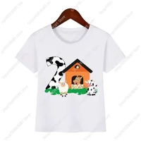 Kids Cow Farm Animal Birthday Party Shirt T Shirts Boys Any Name My Boy Clothes Tops Family Matching Outfits 1