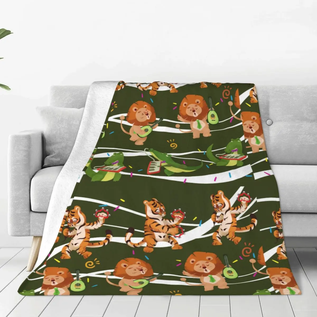 

Animals Knitted Blankets children's day lion tiger crocodile ukulele cartoon child kid Fuzzy Throw Blankets Home Couch Bedpreads