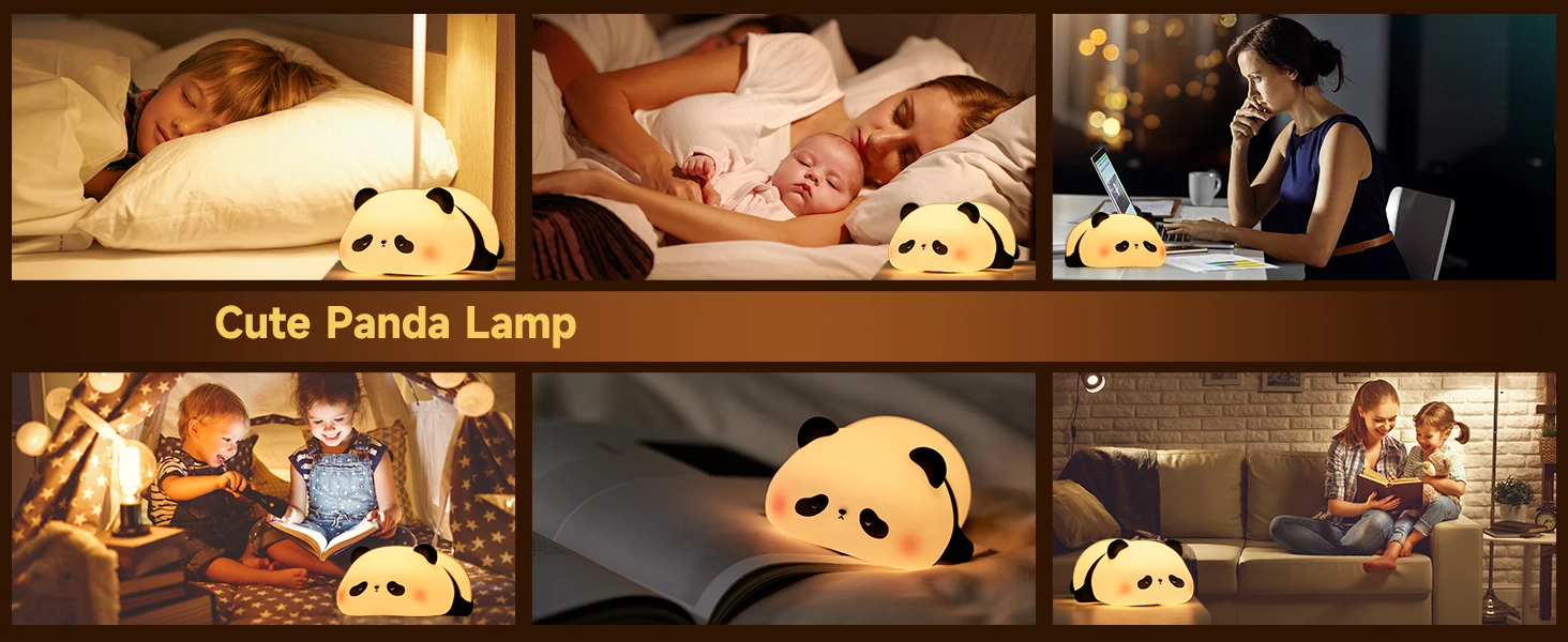 Silicone Panda Light, Dimmable Girls Baby Bedroom Nightlight,