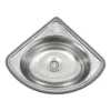 Triangular Bathroom Vessel Sink - 17.32 x 14.57in Countertop Mounted Vanity Sink, Stainless Steel Wall-mounted Basin Set 2