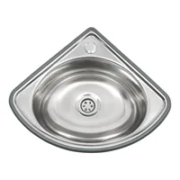 Triangular Bathroom Vessel Sink - 17.32 x 14.57in Countertop Mounted Vanity Sink, Stainless Steel Wall-mounted Basin Set 2