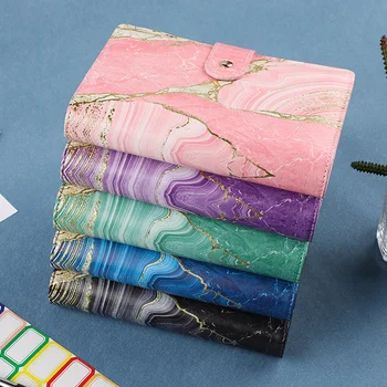 다채로운 A6 PU 바인더, 노트북 커버, 폴더 6 홀 바인더 포켓, 플라스틱 바인더 지퍼, 돈 절약 봉투