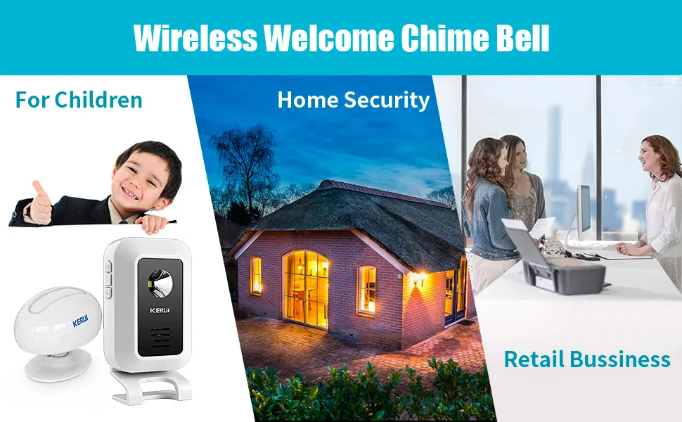 Wireless Welcome Chime Bell PIR Motion Sensor Alarm 19 Songs Smart Home Security