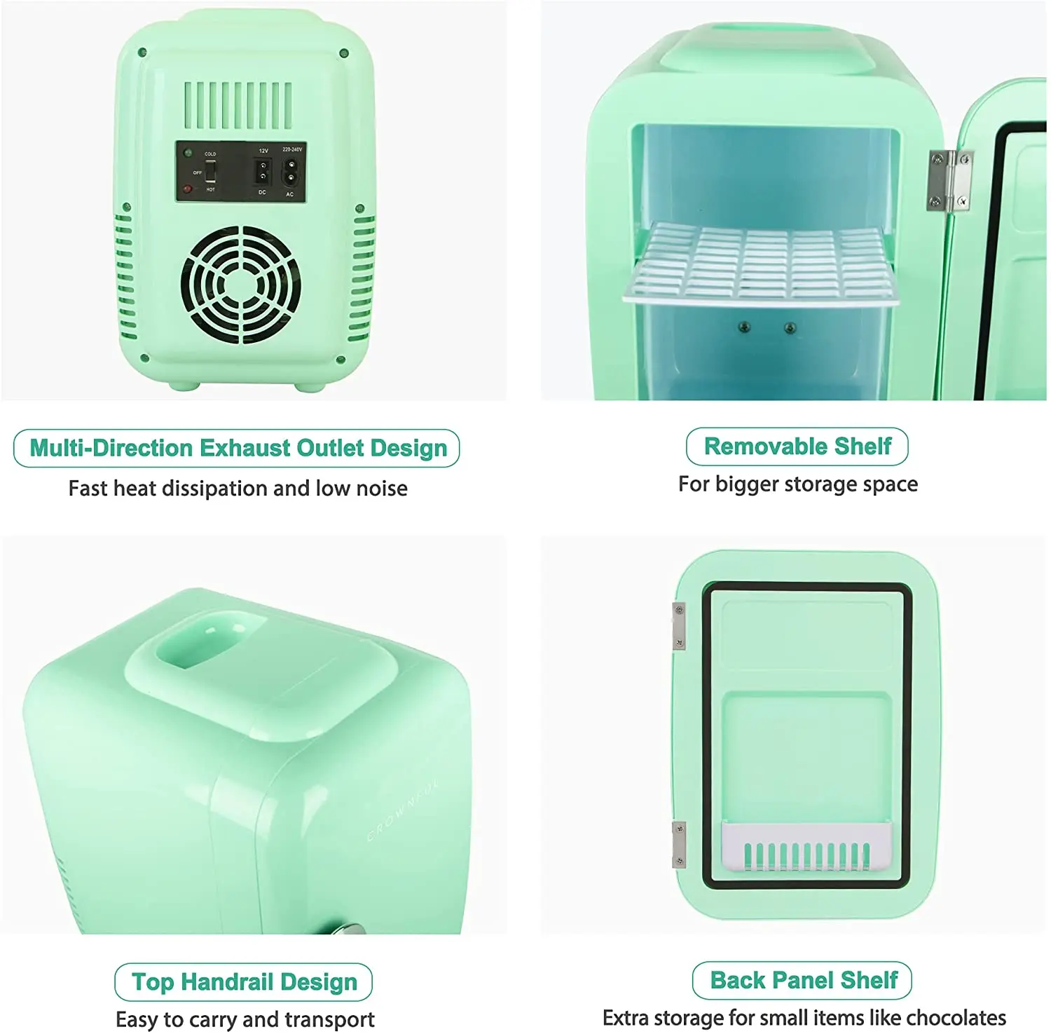 Mini nevera termoeléctrica portátil de 4 litros/6 latas para el cuidado de  la piel, bebidas, alimentos, cosméticos, dormitorio, oficina, hogar