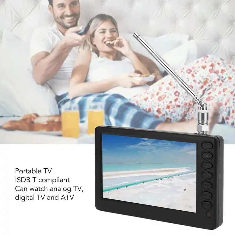 5 Inch Portable TV Rechargeable Mini Pocket TV with Stand for Fishing Driving EU Plug 110-220V portable tv