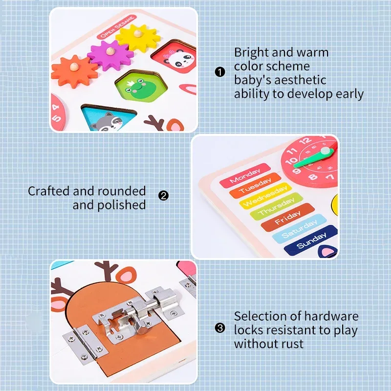 Kid Busy Board Montessori Unlock Light Plug Socket Toy Sensory Board for Toddlers Busyboard Intelligence Development Educational