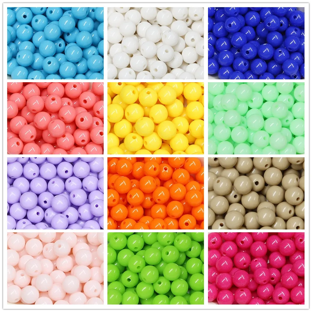 6mm 8mm 10mm Acrylic Round Beads Loose Balls Spacer beads Needlework Jewelry Making