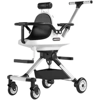 Poussette double en alliage d'aluminium, configuration du siège avant et arrière avec absorption des chocs, pare-chocs de sécurité pliable 6